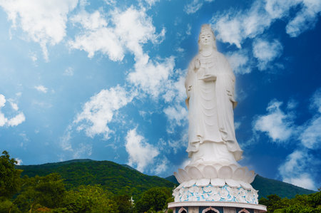 Lady Buddha statue at the Linh Ung Pagoda in Danang city in Vietnamの写真素材
