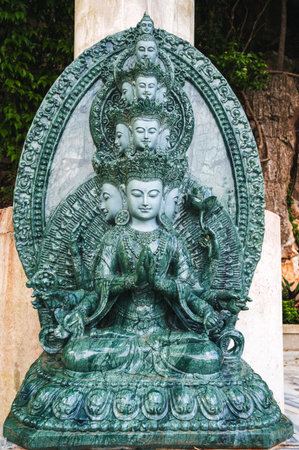Sculpture of a Buddhist god on the marble mountains in Da Nang.の写真素材