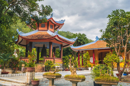 Buddhist temple with a large bell in Asiaの写真素材