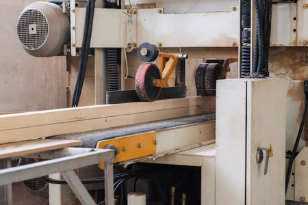 Machine or unit for wood processing at a furniture factory.の写真素材