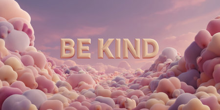 inspirational message in soft abstract landscape.の素材