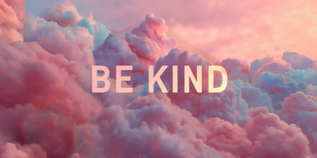 be kind 3d typography in pastel dreamscape.の素材