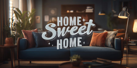 home sweet home cozy living room interiorの素材