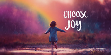 Motivational image with Choose Joy text and rainbowの素材