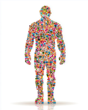 pharmaceutical body shaped with pills and tabletsの素材