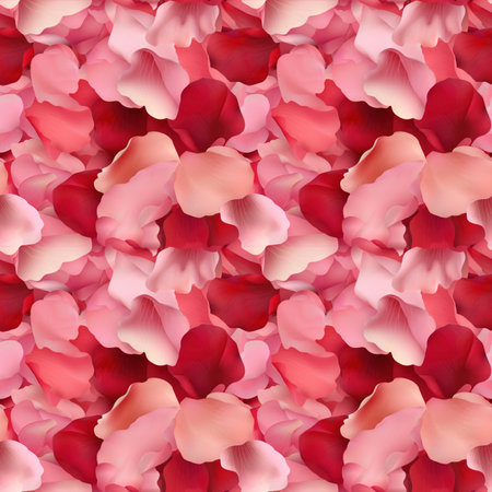 seamless floral pattern with soft pink and red petals, elegant botanical design in digital art styleの素材