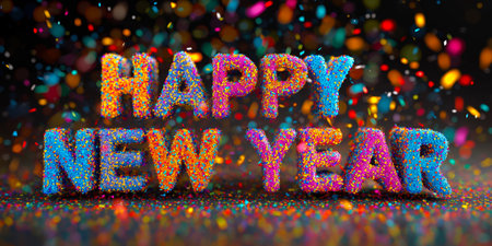 happy new year festive confetti background.の素材