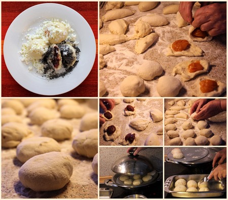Homemade dumplings, collage of Entire Processの写真素材