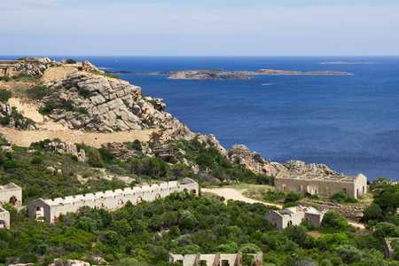 ruins of old village in seashore La Maddalena, Sardegna, Italyの写真素材