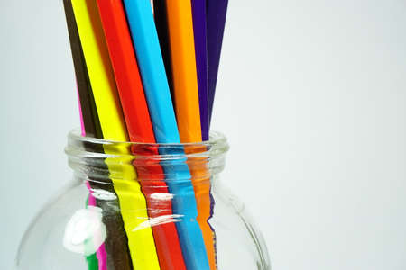 Multicolor pencils isolated on white backgroundの写真素材