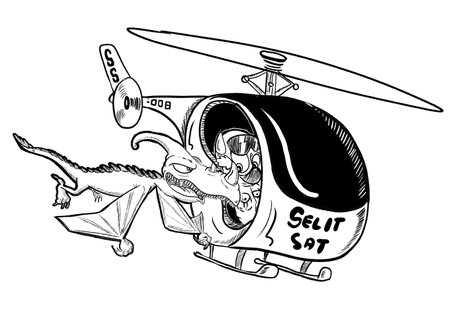 flying dragon disturbing a pilotの写真素材