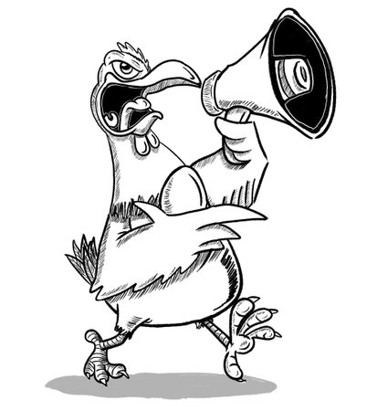 chicken sreaming with an eggの写真素材