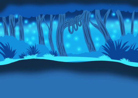 firefly in the dark forestの写真素材