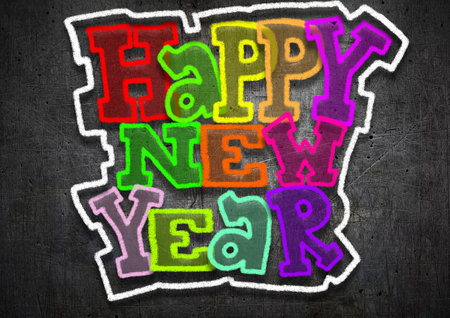 colourful wishes word for happy new year celebrationの写真素材