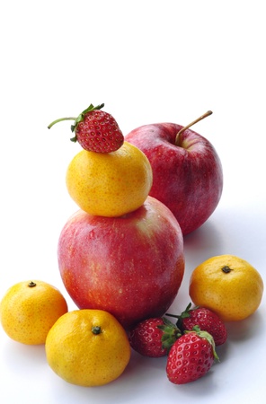 Fresh fruit isolated on white の写真素材