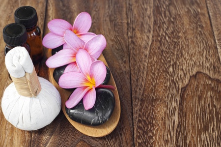 tropical spa with Frangipani flowers の写真素材
