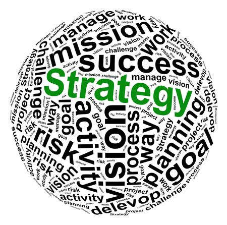 Strategy info text graphic and arrangement concept on white backgroundの写真素材