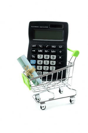 the shopping cart isolated on white backgroundの写真素材