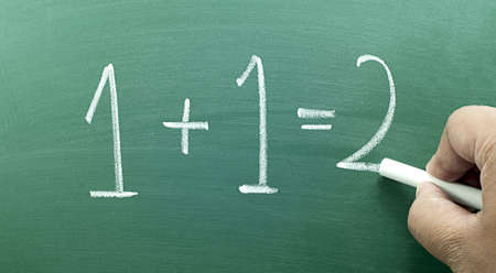 focus of chalkboard and simple math additionの写真素材