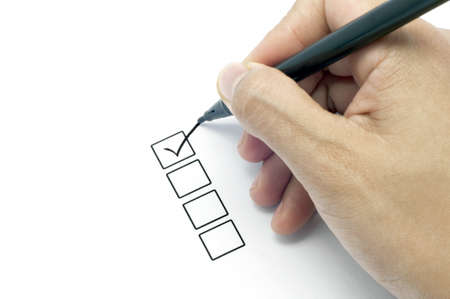 hand tick on top on check list boxの写真素材