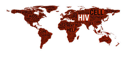 HIV or AIDS concept on world map illustration over whiteの写真素材