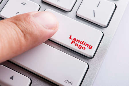 Close up Finger on keyboard-Online Conceptual Landing Page