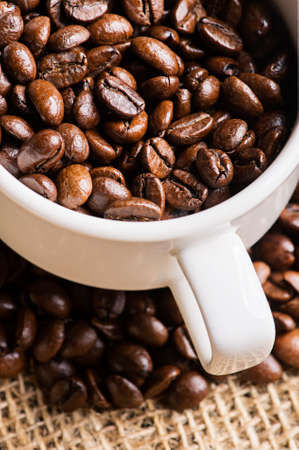 Closeup of a cup of coffee beans with Shallow depth of field