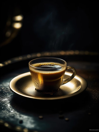 This freshly brewed espresso boasts a beautiful golden crema, a testament to the high-quality beans and expert extraction. The rich, bold flavor of the espresso is perfectly balanced by the natural oils in the crema. The close-up photo highlights the delicate texture and color of this classic Italian beverage.の素材