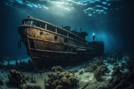 Abandoned ship wreck on the seabed in the Red Seaの素材