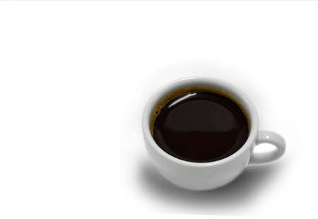 Coffee cup and beans on a white background.