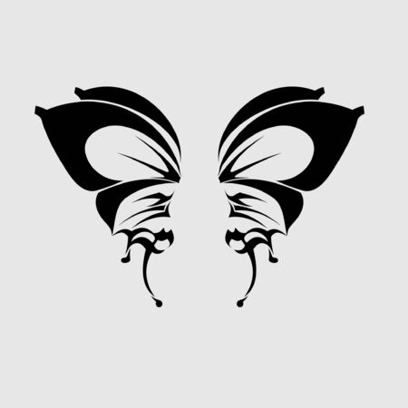 illustration of wings in tattoo style isolated on white background. Design element for logo, label, badge, signのイラスト素材