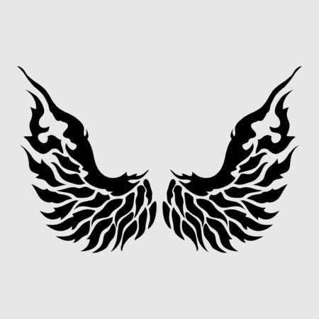 Two wings of bird icon in flat style isolated on white background.のイラスト素材