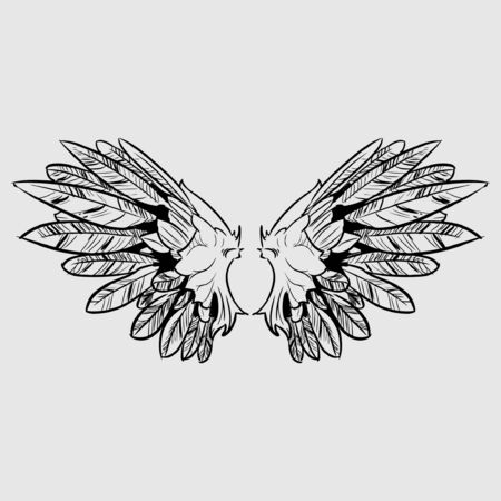 Two wings of bird icon in flat style isolated on white background.のイラスト素材