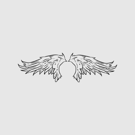 Two wings of bird icon in flat style isolated on white background.のイラスト素材