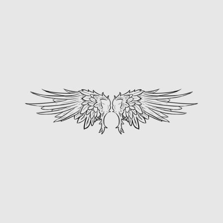 Two wings of bird icon in flat style isolated on white background.のイラスト素材