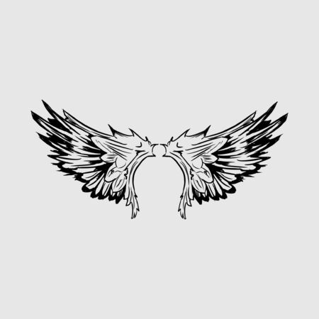 Two wings of bird icon in flat style isolated on white background.のイラスト素材