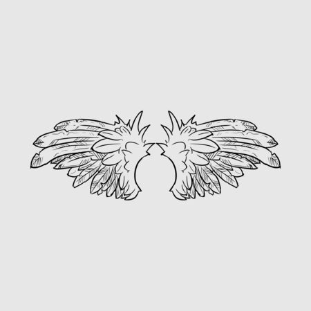 Two wings of bird icon in flat style isolated on white background.のイラスト素材