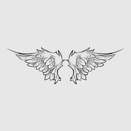 Two wings of bird icon in flat style isolated on white background.のイラスト素材