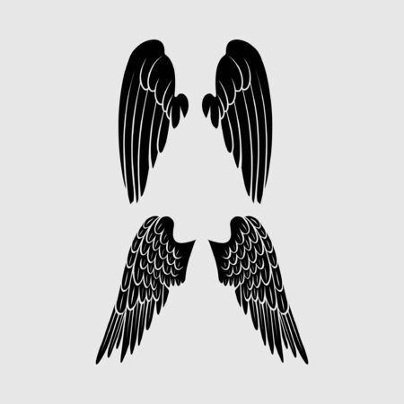 Winged Emblem for Your Company. Wing Silhouette for Heraldry, Tattoo, Logo or Other Symbolsのイラスト素材