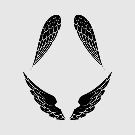 Winged Emblem for Your Company. Wing Silhouette for Heraldry, Tattoo, Logo or Other Symbolsのイラスト素材
