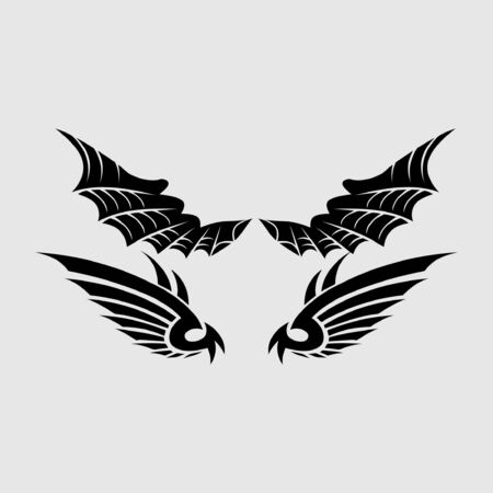 vector wings isolated on grey backgroundのイラスト素材