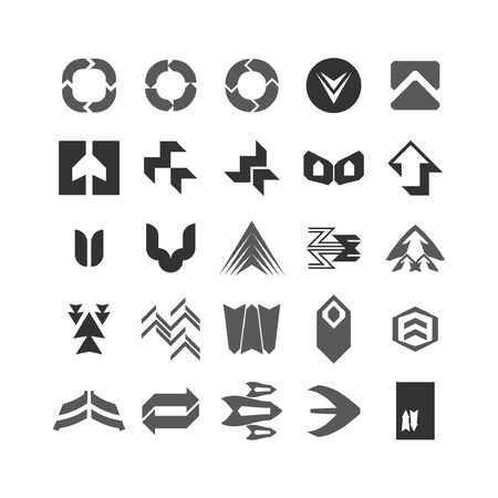 vector set of flat arrows and direction pointers, isolated on white background.のイラスト素材