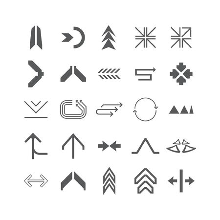 Arrows set of  black icons. Arrow icon. Arrow vector collection. Arrow. Cursor. Vector illustrationのイラスト素材