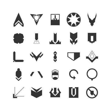 Arrows set of  black icons. Arrow icon. Arrow vector collection. Arrow. Cursor. Vector illustrationのイラスト素材
