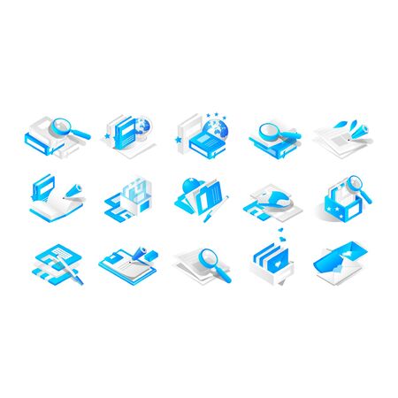 illustration vector graphic of set of blue icons for webのイラスト素材