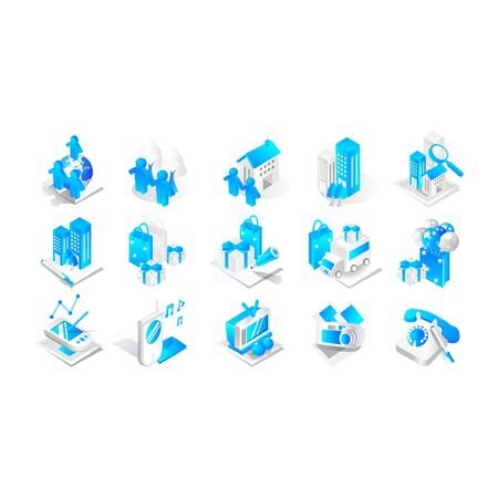 illustration vector graphic of set of blue icons for webのイラスト素材