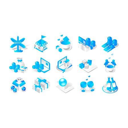 illustration vector graphic of set of blue icons for webのイラスト素材
