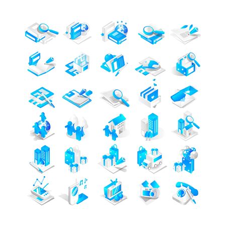 illustration vector graphic of set of blue icons for webのイラスト素材
