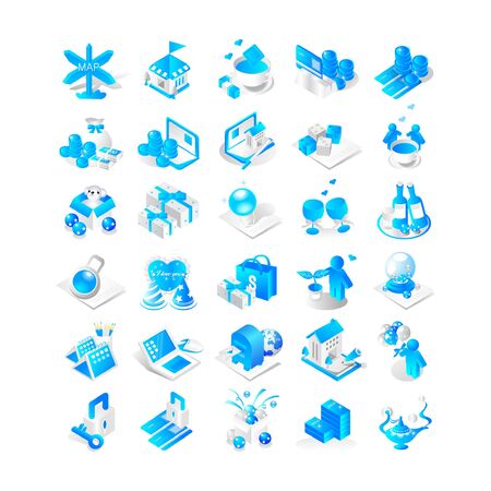 illustration vector graphic of set of blue icons for webのイラスト素材