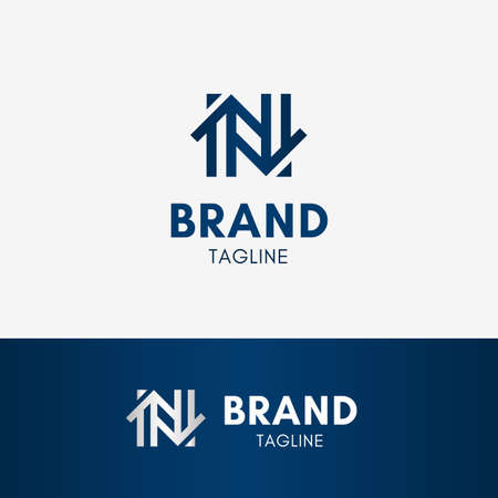 Letter N Home Logo template element symbol in dark blue colorのイラスト素材